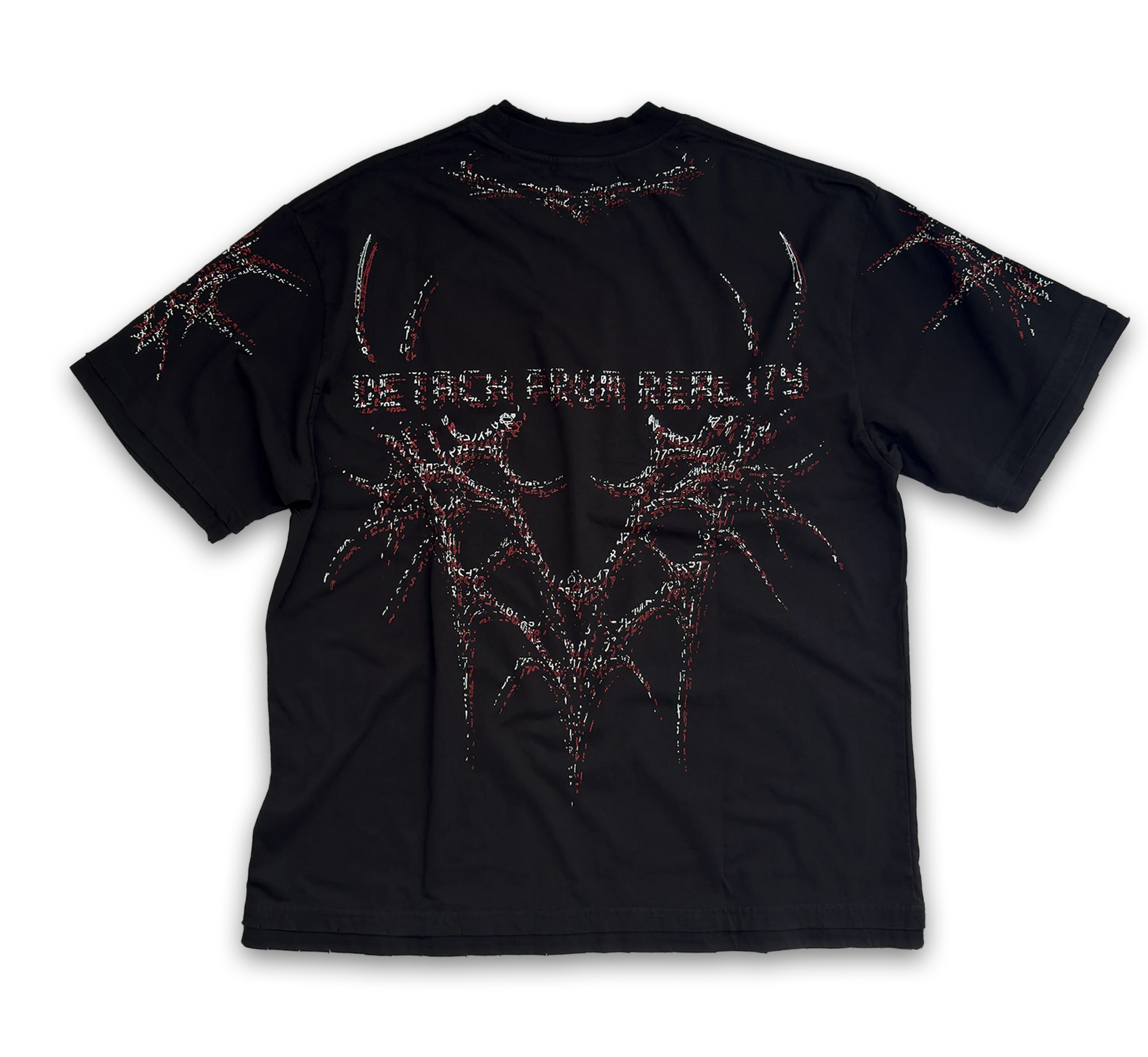 UUNDO Acid tee back black t-shirt with a cyber-sigilism design and text 
