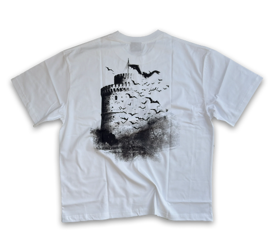 UUNDO SKG tee back white t-shirt with black graphic design