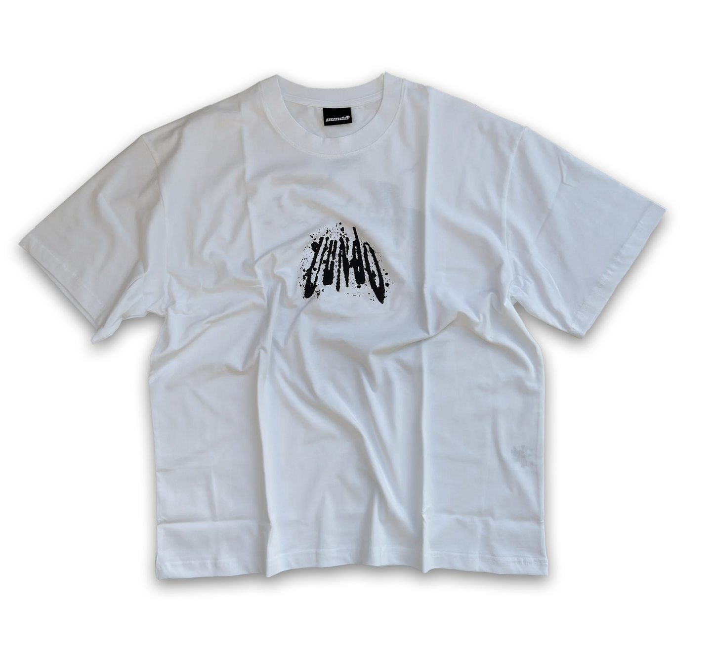 UUNDO SKG tee front white t-shirt with black graphic design