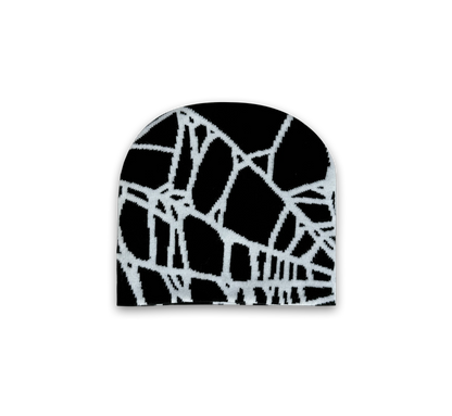 UUNDO Spider beanie back of a black beanie with graphic design