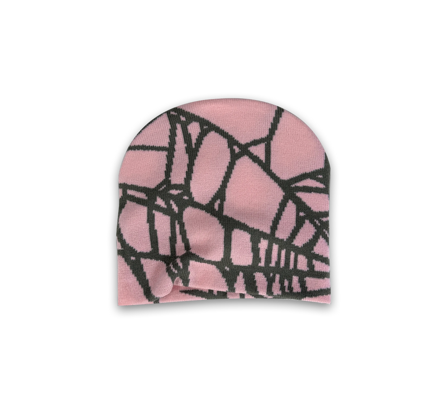UUNDO Spider beanie back of a pink beanie with graphic design